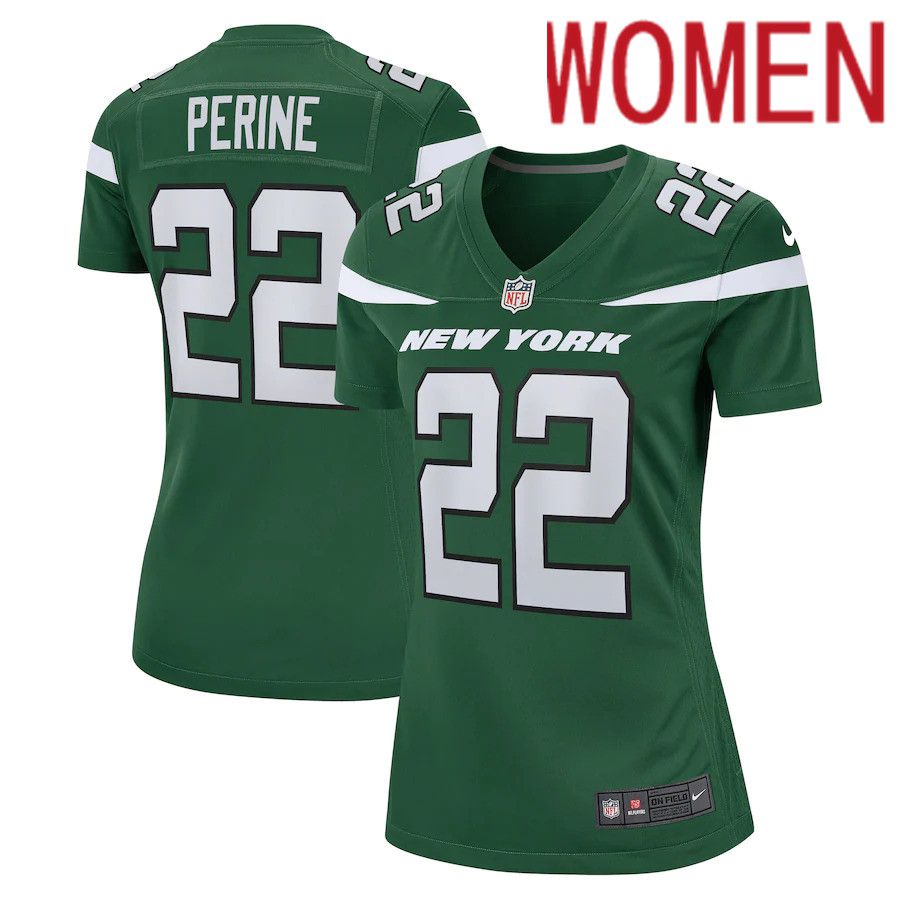 Women New York Jets 22 LaMical Perine Nike Gotham Green Game NFL Jersey